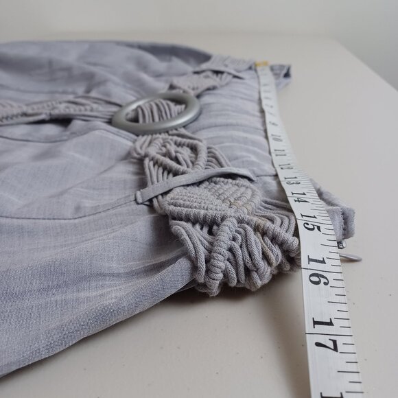 Linea Domani Lilac Grey Macramé Belted Crinkle Midi Skirt - Picture 7 of 16